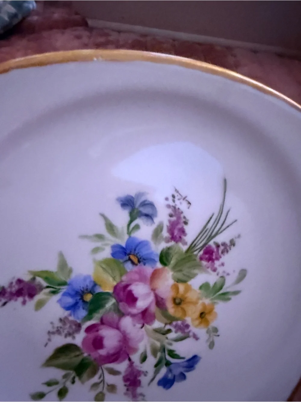 Vintage Schönwald Germany Floral Porcelain Dish Gold Trim